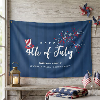 Happy 4th of July Patriotic USA Independence Day Banner