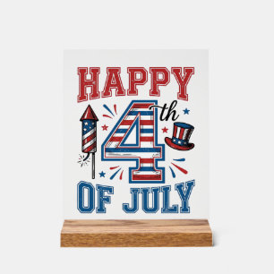 Happy 4th of July Patriotic Vintage Vector Design_ Acrylic Sign