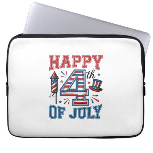 Happy 4th of July Patriotic Vintage Vector Design_ Laptop Sleeve