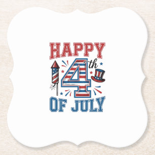 Happy 4th of July Patriotic Vintage Vector Design_ Paper Coaster
