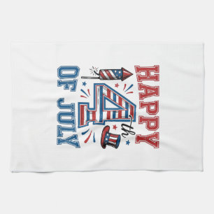 Happy 4th of July Patriotic Vintage Vector Design_ Tea Towel