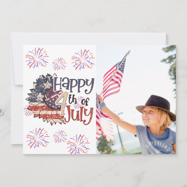 Happy 4th Of July Personalised Photo Card (Front)