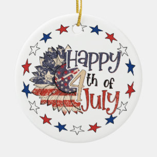 Happy 4th Of July Personalised Photo Ceramic Ornament
