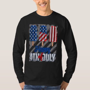 Happy 4th Of July Popsicle Red White Blue American T-Shirt