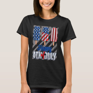 Happy 4th Of July Popsicle Red White Blue American T-Shirt