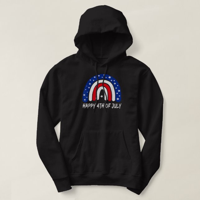 Happy 4th Of July Rainbow Patriotic Independence D Hoodie (Design Front)