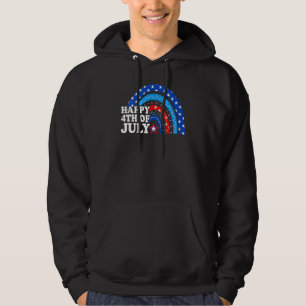 Happy 4th Of July Rainbow Red White Blue Independe Hoodie