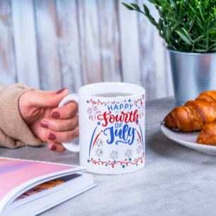 Happy 4TH Of July Red Blue And White Mug