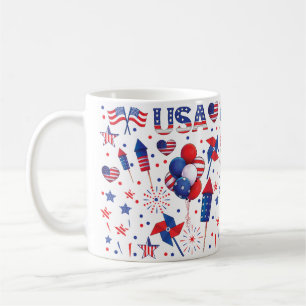 Happy 4th of July Red Blue Cute Party  Coffee Mug