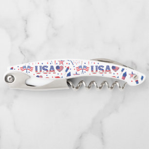 Happy 4th of July Red Blue Cute Party Corkscrew
