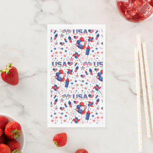 Happy 4th of July Red Blue Cute Party Napkin