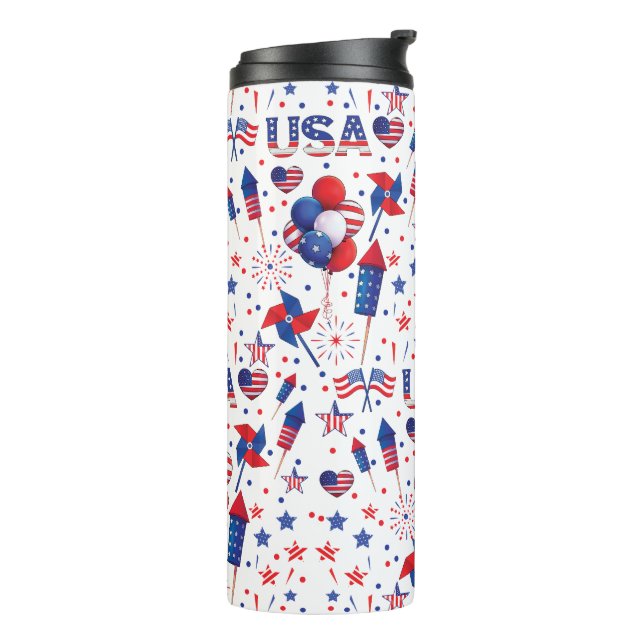 Happy 4th of July Red Blue Cute Party  Thermal Tumbler (Rotated Left)