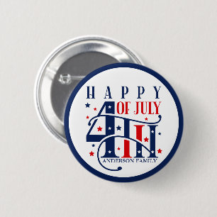 Happy 4th of July Red White and Blue 6 Cm Round Badge