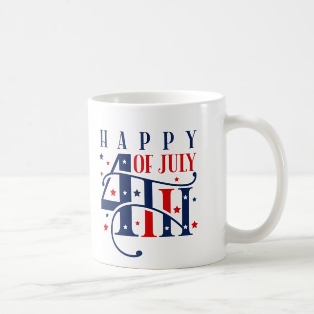 Happy 4th of July Red White and Blue Coffee Mug (Right)