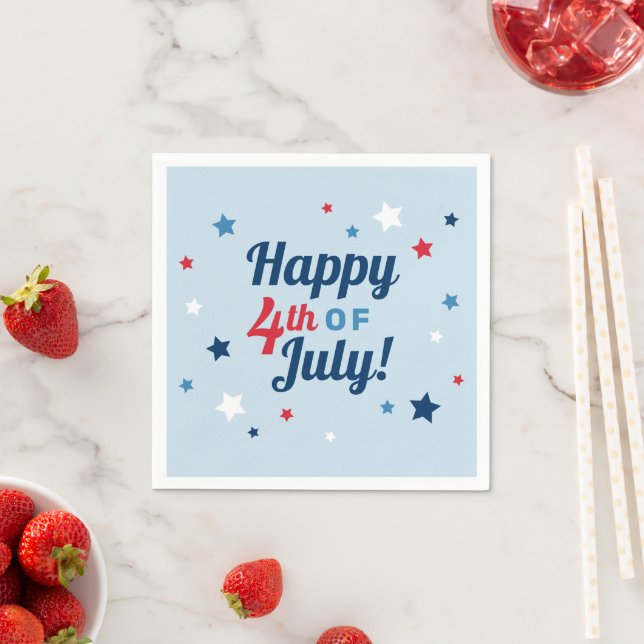 Happy 4th of July Red White and Blue Patriotic Napkin (Insitu)
