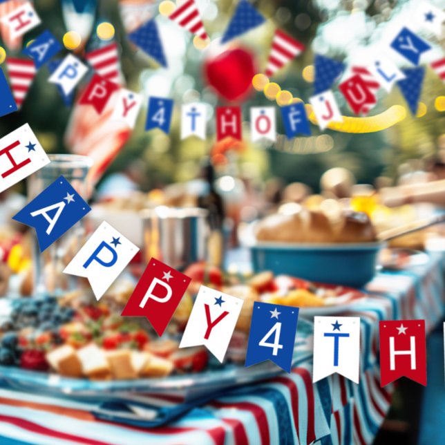Happy 4th Of July Red White Blue Celebration Bunting (Creator Uploaded)