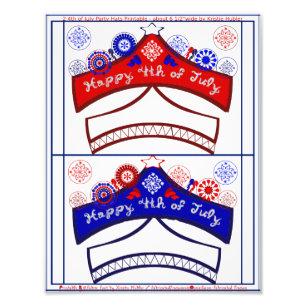Happy 4th of July Red White Blue Party Hats Photo Print