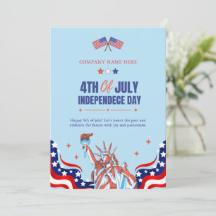 Happy 4th of July Red White Blue Stars & Stripes Holiday Card