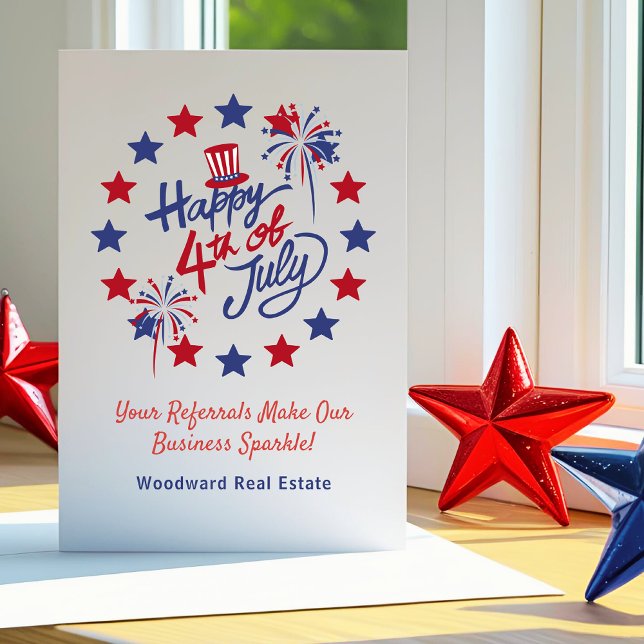 Happy 4th of July Referrals Make Business Sparkle  Thank You Card (Creator Uploaded)