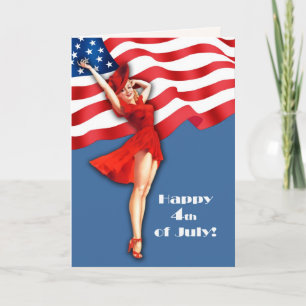 Happy 4th of July. Retro Pin-up Card