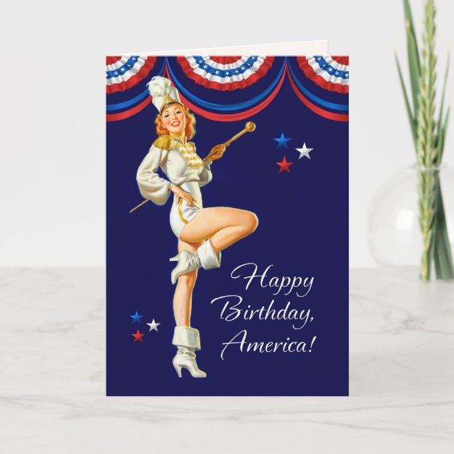 Happy 4th of July. Retro Pin-up  Card (Front)