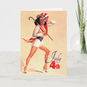 Happy 4th of July. Retro Pin-up  Card
