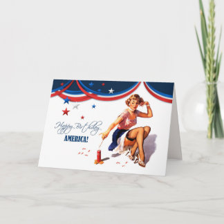 Happy 4th of July. Retro Pin-up  Card
