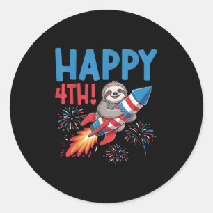 Happy 4th Of July Rocket Fireworks American Patrio Classic Round Sticker