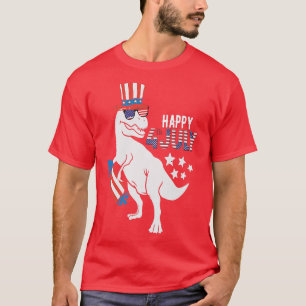 Happy 4th Of July Rocket Tre American Dinosaur Pat T-Shirt