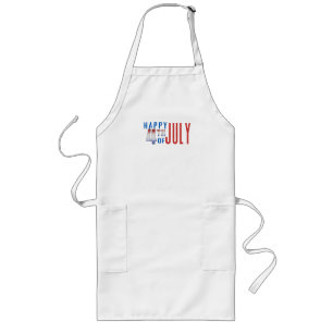Happy 4th of July Shimmer Word Art  Long Apron