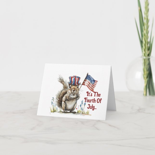 Happy 4th Of July Squirrel Greeting Card (Front)