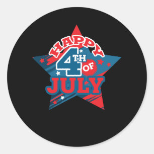Happy 4th of July Star - USA flag - LOVE USA Classic Round Sticker