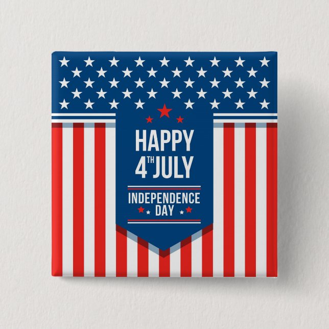 Happy 4th of July Stars and Stripes   15 Cm Square Badge (Front)