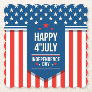 Happy 4th of July Stars and Stripes Paper Coaster