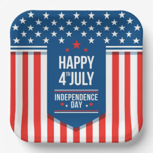 Happy 4th of July Stars and Stripes Paper Plate
