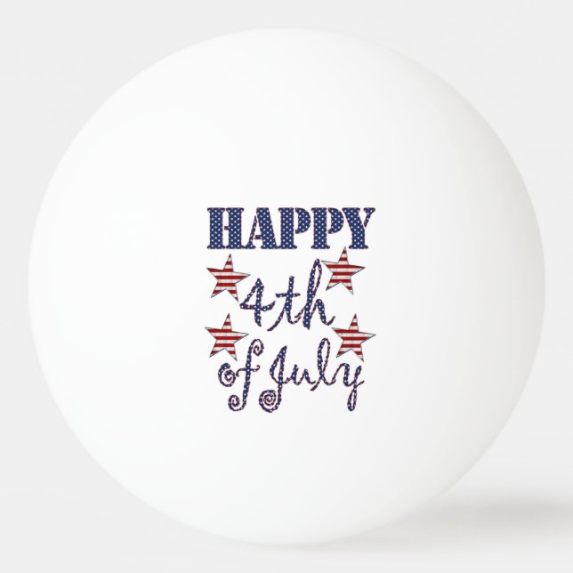 Happy 4th of July Stars and Stripes Typography Ping Pong Ball (Front)