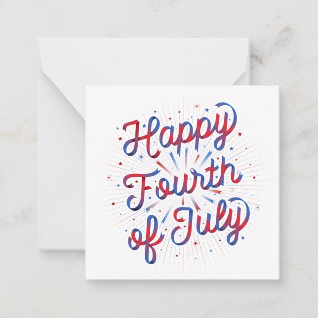 Happy 4th of July Stationery Card (Red/Blue) (Front)