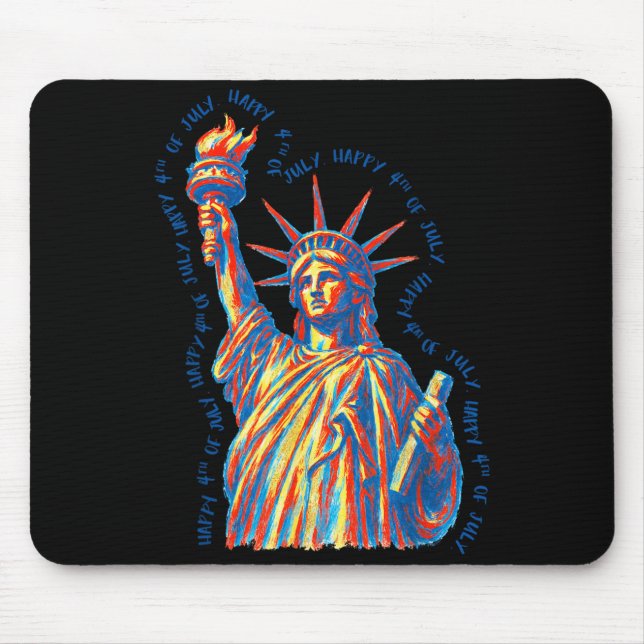 Happy 4th Of July Statue Of Liberty Retro Mouse Pad (Front)
