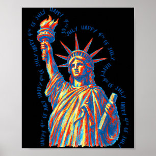 Happy 4th Of July Statue Of Liberty Retro Poster