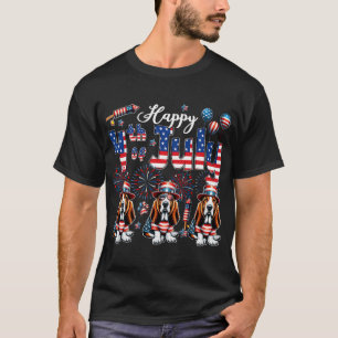Happy 4th Of July Three Cute Basset Hounds T-Shirt