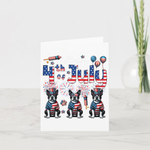 Happy 4th Of July Three Cute Boston Terriers Sungl Card