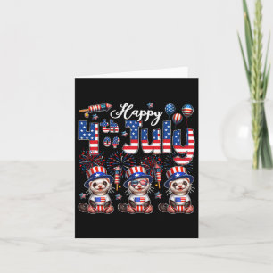 Happy 4th Of July Three Cute Ferrets Sungles Flag Card