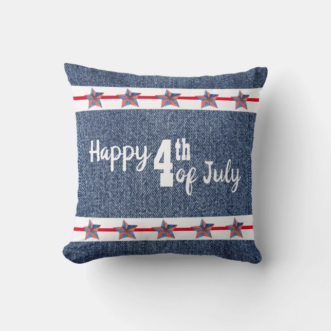 Happy 4th Of July Throw Pillow (Front)