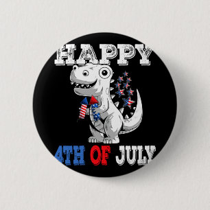 Happy 4th of july trex dino for toddler boys kids 6 cm round badge