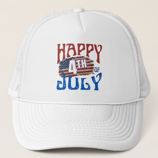 HAPPY 4TH OF JULY TRUCKER HAT (Front)