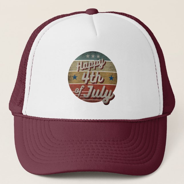 HAPPY 4TH OF JULY  TRUCKER HAT (Front)