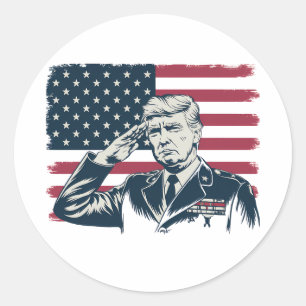 Happy 4th Of July Trump American Flag Classic Round Sticker