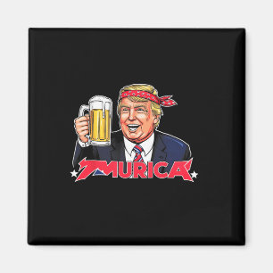 Happy 4th Of July Trump American Flag Merica Trump Magnet