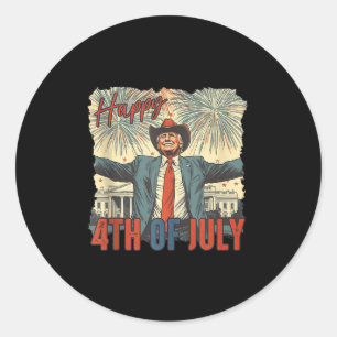 Happy 4th Of July Trump Independence Day Tank Top  Classic Round Sticker