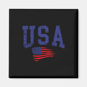 Happy 4th Of July Usa Flag American Proud Red Whit Magnet